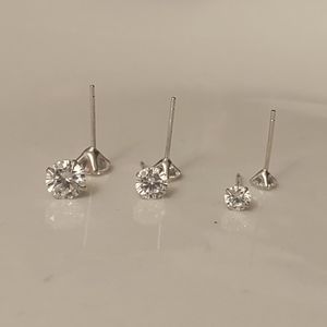 Diamond stud earrings three-piece set 90, 70 and 40 9-25 Sterling